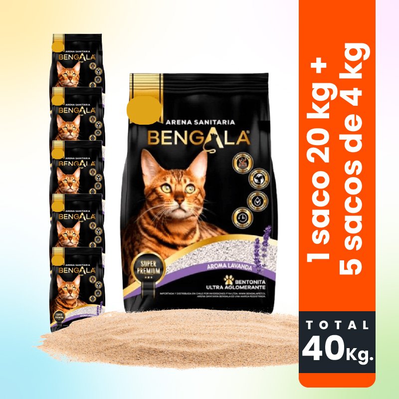 Pack Mixto Arena Bengala – 20 kg + 5 sacos de 4 kg (40 kg)